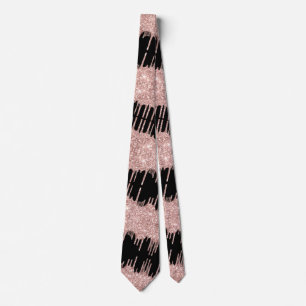 Rose Gold Funkelnd Tropfen Black Neck Tie Krawatte