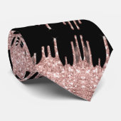 Rose Gold Funkelnd Tropfen Black Neck Tie Krawatte (Gerollt)