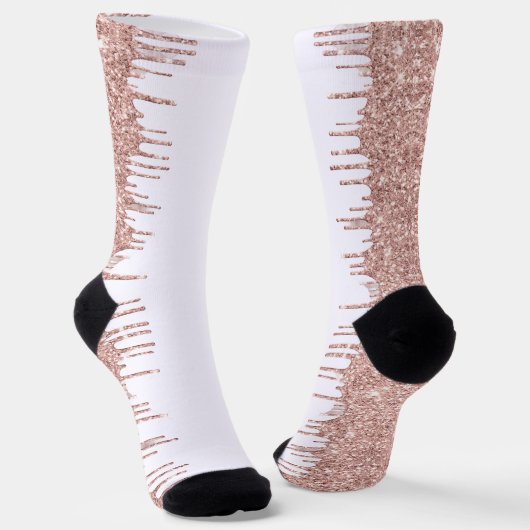 Rose Gold Funkelnd weiße Socken (Gewinkelt)
