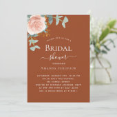 Rose Gold gebranntes orangefarbenes Brautparty Einladung (Stehend Vorderseite)