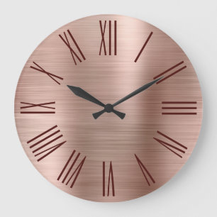 Rose Gold gebürstete Folie Burgunderrote römische Große Wanduhr
