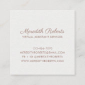 Rose Gold gebürstetes Metal-Weißrahmenmonogramm Quadratische Visitenkarte (Rückseite)