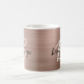Rose Gold gebürstetes Metall-Schriftmonogramm Kaffeetasse (Mittel)
