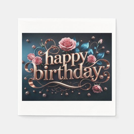 Rose Gold Geburtstag luxuriös elegant extravagant Serviette (Vorderseite)