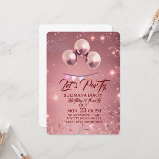 Rose-Gold-Geburtstagseinladung Vorlagen: Lass uns Einladung