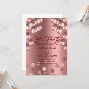 Rose Gold Geburtstagseinladungsvorlage: Lass uns f Einladung