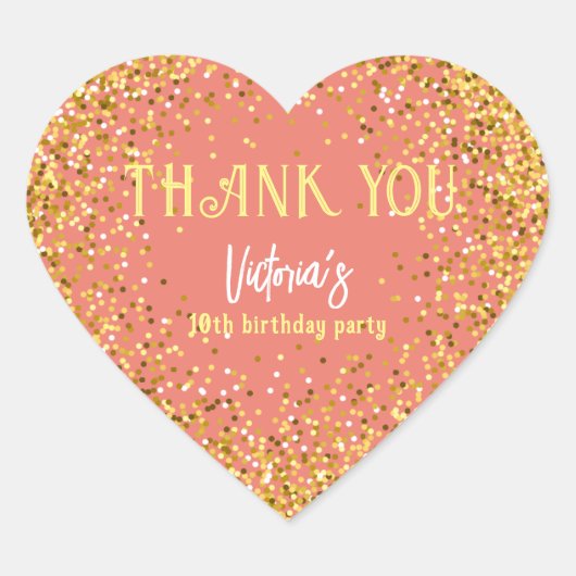 Rose Gold Geburtstagsparty Danke Herzaufkleber Herz-Aufkleber (Vorderseite)