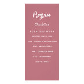 Rose Gold Geburtstagsprogramm Dinner Karte Werbekarte (Vorne)
