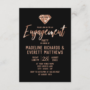 Rose Gold Gem Diamond Engagement Partei Einladung