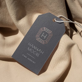 Rose Gold Gem Monogram Logo | Jewelry Hang Tags Geschenkanhänger