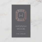 Rose Gold Gem Monogram Logo | Schmuck Visitenkarte (Vorderseite)