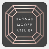 Rose Gold Gemstone Logo Quadratischer Aufkleber (Vorderseite)