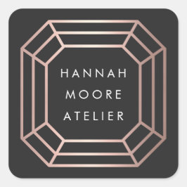 Rose Gold Gemstone Logo Quadratischer Aufkleber