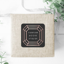 Rose Gold Gemstone Logo Quadratischer Aufkleber