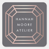 Rose Gold Gemstone Logo Quadratischer Aufkleber (Vorderseite)