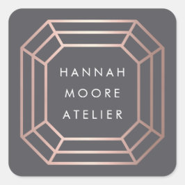 Rose Gold Gemstone Logo Quadratischer Aufkleber