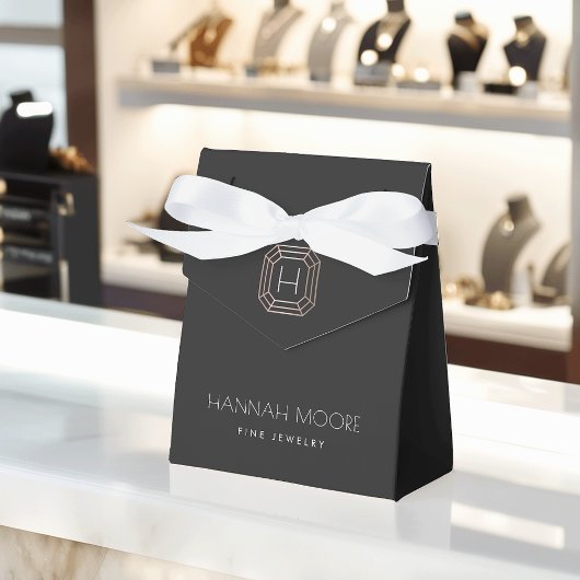 Rose Gold Gemstone Monogram Designer Box Geschenkschachtel