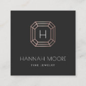 Rose Gold Gemstone Monogram Jewelier Logo Quadratische Visitenkarte (Vorderseite)
