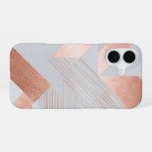 Rose Gold Geometric Abstract Pattern iPhone 16 Hülle (Rückseite (Horizontal))