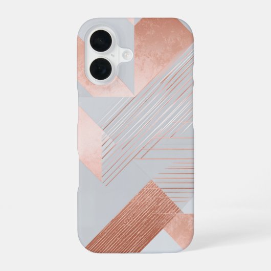 Rose Gold Geometric Abstract Pattern iPhone 16 Hülle (Rückseite)
