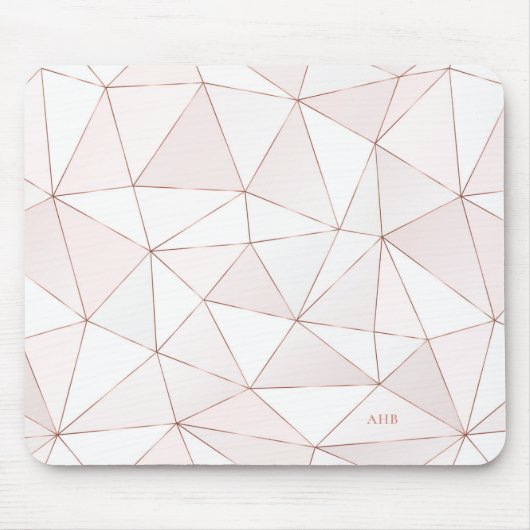 Rose Gold Geometric Abstrakt Pattern Monogram Mousepad (Vorne)