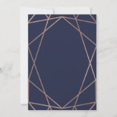 Rose Gold Geometric auf Navy Blue Graduation Party Einladung (Rückseite)