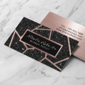 Rose Gold Geometric Black Glitzer Beauty Salon Visitenkarte