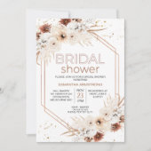 Rose Gold Geometric Boho Floral Brautparty Einladung (Vorderseite)