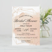 Rose Gold Geometric Bridal Dusche Einladung (Stehend Vorderseite)