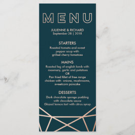 Rose Gold Geometric Diamond Wedding Menu Menükarte