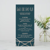 Rose Gold Geometric Diamond Wedding Menu Menükarte (Stehend Vorderseite)