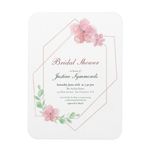 Rose Gold Geometric Floral Brautparty Magnet (Vertikal)