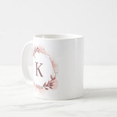 Rose Gold Geometric Floral Personalisiert Monogram Kaffeetasse (Vorderseite Links)