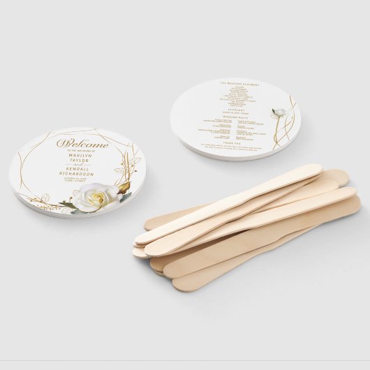 Rose Gold Geometric Floral Wedding Fächer (Non-assembled)