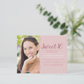 Rose Gold Geometric Foto Sweet 16 Geburtstag Postkarte (Stehend Vorderseite)