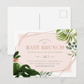 Rose Gold Geometric Greenery Baby Brunch Einladungspostkarte (Vorne/Hinten)