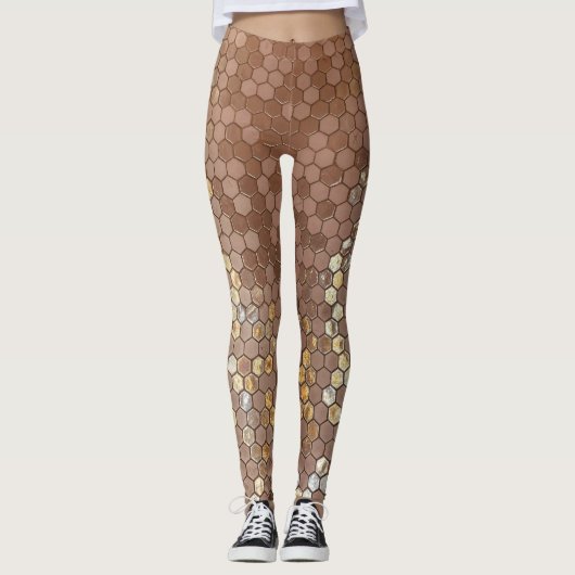 Rose Gold Geometric Leggings (Vorderseite)