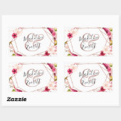 Rose Gold Geometric Terrarium Monogram Wedding Rechteckiger Aufkleber (Blatt)