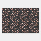 Rose Gold Geometrie über Matte Black Design Geschenkpapier Set (Vorderseite 2)