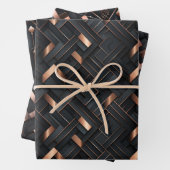 Rose Gold Geometrie über Matte Black Design Geschenkpapier Set (Beispiel)