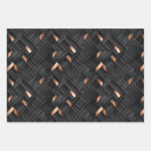 Rose Gold Geometrie über Matte Black Design Geschenkpapier Set (Vorderseite)