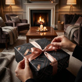 Rose Gold Geometrie über Matte Black Design Geschenkpapier Set