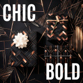 Rose Gold Geometrie über Matte Black Design Geschenkpapier Set