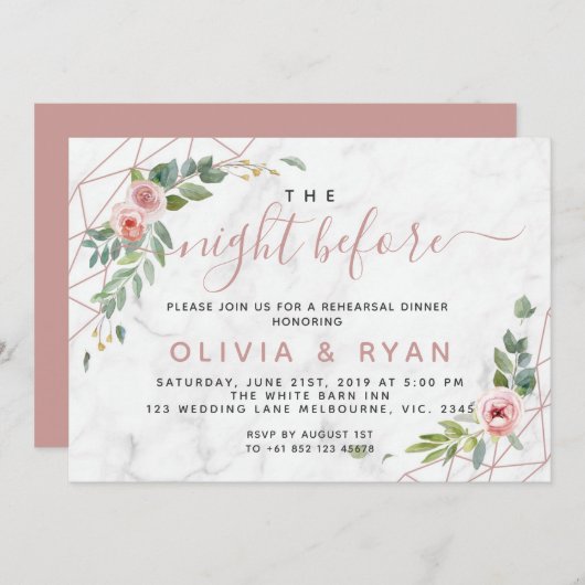 Rose Gold geometrisch am Abend vor Einladung (Vorne/Hinten)