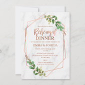 Rose Gold Geometrische Grünflächen Probe Abendesse Einladung (Vorderseite)