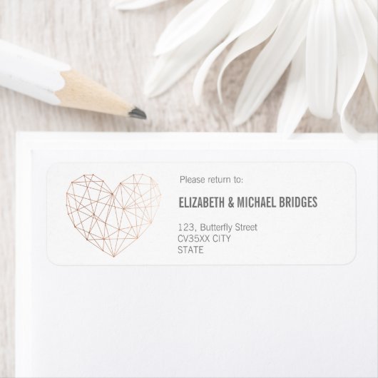 Rose Gold Geometrische Hochzeit | Rücksendekennzei (Insitu)
