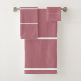 Rose Gold geometrische weiße Streifen Badhandtuch Set