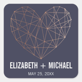 Rose Gold Geometrisches personalisierte Vorzugszei Quadratischer Aufkleber