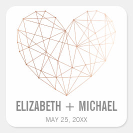 Rose Gold Geometrisches personalisierte Vorzugszei Quadratischer Aufkleber