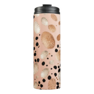 Rose Gold Geparden Glitzer Thermal Tumbler 12oz Thermosbecher